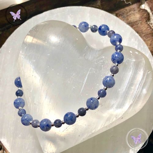 Blue Aventurine Silver Bead Bracelet